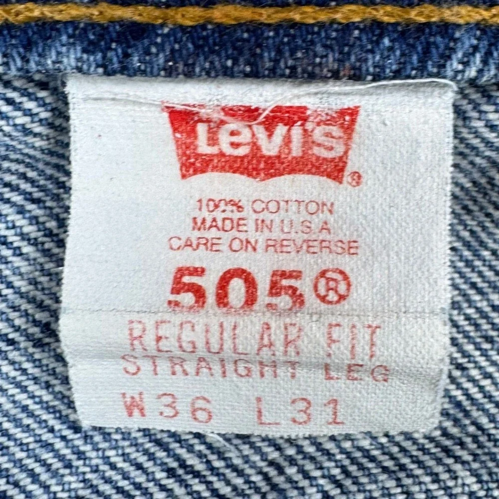 Vintage Levis 505 Orange Tab Jeans 90s Mens 36x27 USA Straight Leg Medium Wash